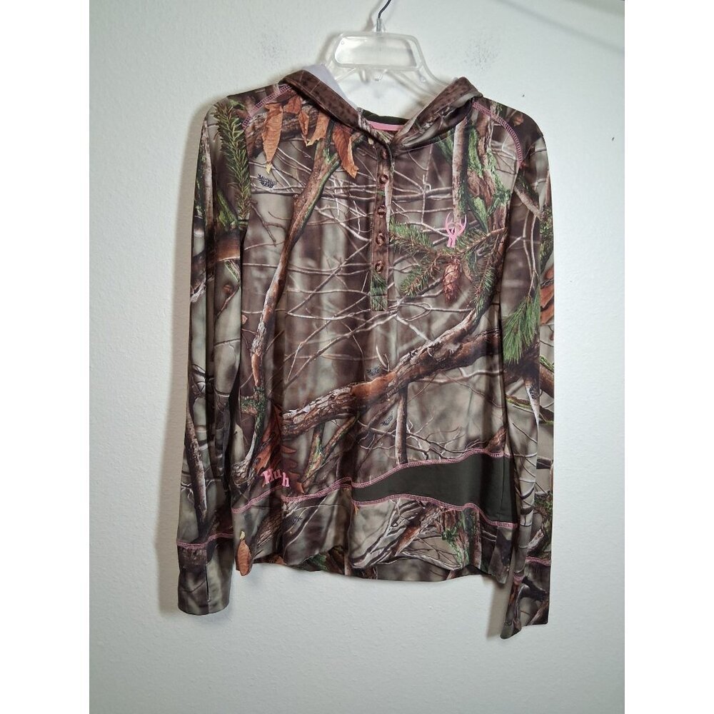 Huntworth Camouflage Hoodie Woodland Casual Brown Size XL Women's